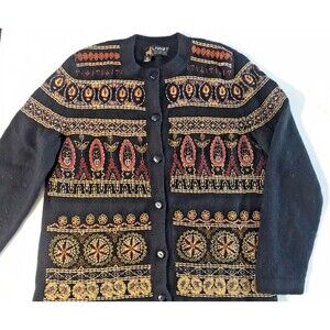 Vintage Lanart Collection Sweater Baby Alpaca Wool Hand Made In Peru Cardigan